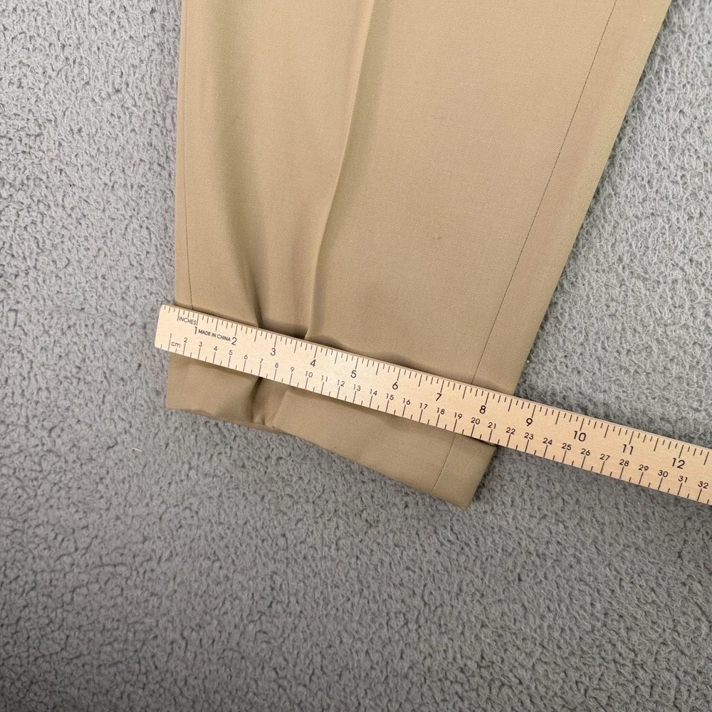 Polo Ralph Lauren Dress Pants Mens 34x28 Tan Pleated Virgin Wool Made in Italy
